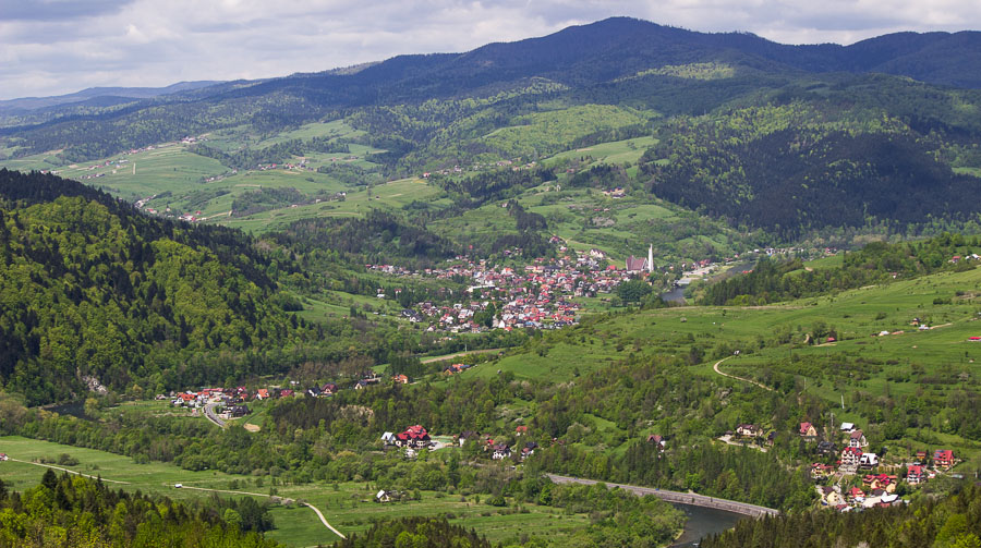 Widok z Szafranówki na Krościenko nad Dunajcem